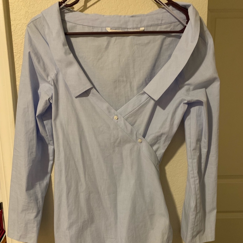 Blue Zara off the shoulder top